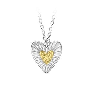 Elegant Silver and Gold Heart Pendant Necklace